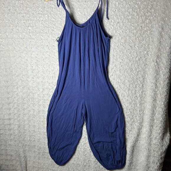 21 Saints Royal Blue Jumpsuit Medium with Scoop Neck, Tied Spaghetti Straps - Picture 5 of 9